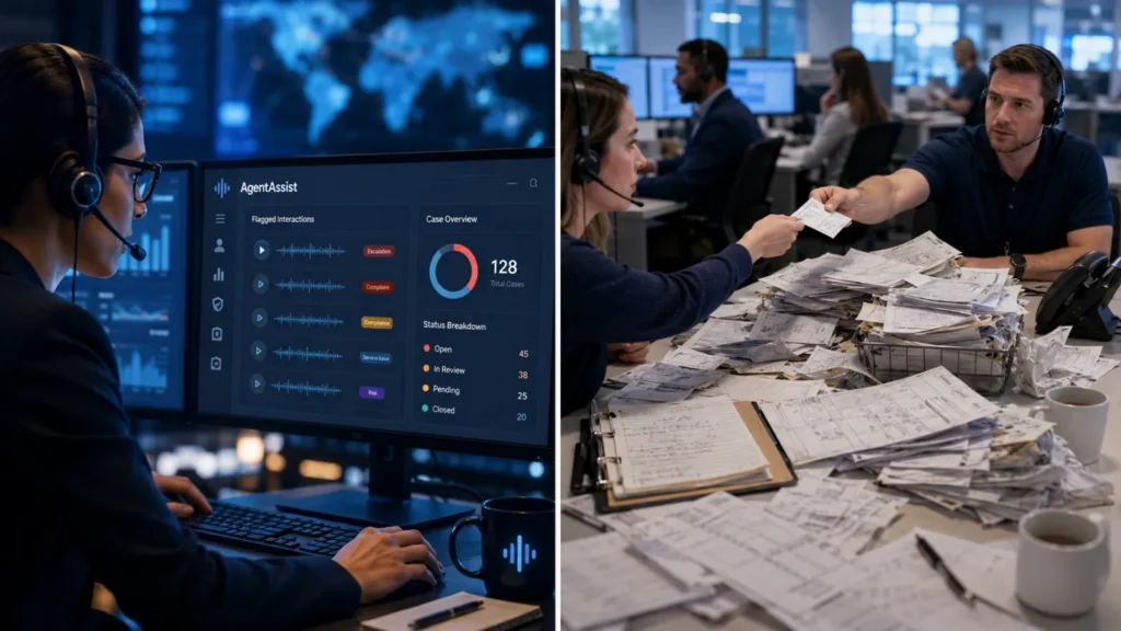 Comparison of AI case management and traditional contact center ticketing workflows