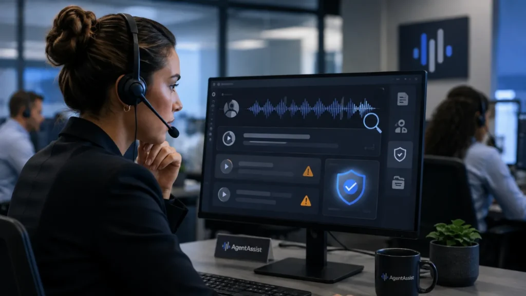 AgentAssist workflow helping contact centers review, classify, and manage fraud-risk conversations