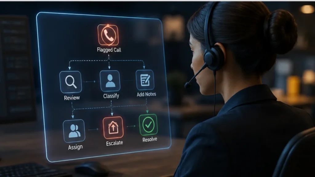Contact center supervisor using case management insights to coach an agent