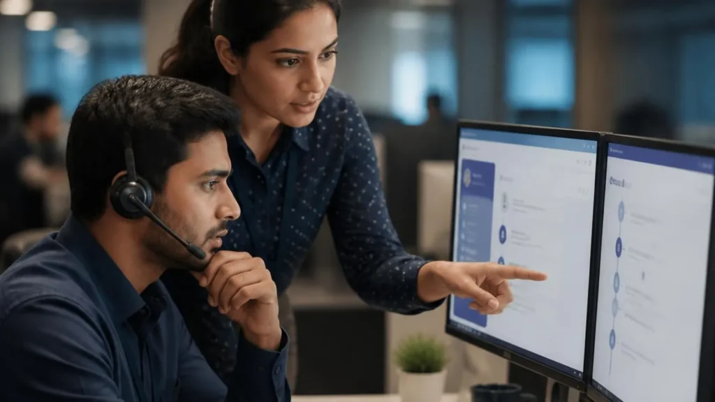 Agent performance dashboard tracking repeat call indicators and unresolved customer issues